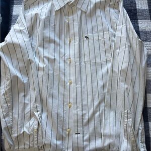 Abercrombie & Fitch White and Green Striped Shirt
